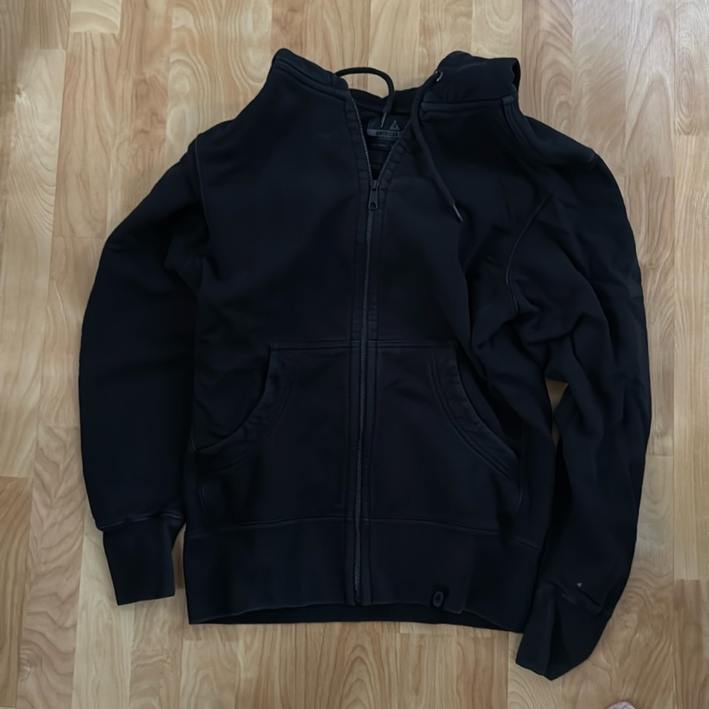 American Giant classic fill zip hoodie blacked out in medium.